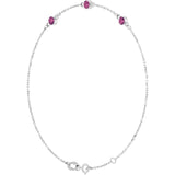 3-Stone Natural Pink Tourmaline & Round Bezel-Set Link Bracelet In Set