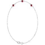 3-Stone Natural Ruby & Round Bezel-Set Link Bracelet In Set