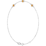 3-Stone Natural Citrine & Round Bezel-Set Link Bracelet In Set