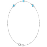3-Stone Natural Aquamarine & Round Bezel-Set Link Bracelet In Set
