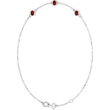 3-Stone Natural Mozambique Garnet & Round Bezel-Set Link Bracelet In Set