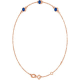 3-Stone Lab-Grown Blue Sapphire & Round Bezel-Set Link Bracelet In Set