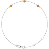 3-Stone Natural Citrine & Round Bezel-Set Link Bracelet In Set