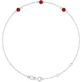 3-Stone Natural Ruby & Round Bezel-Set Link Bracelet In Set