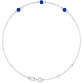 3-Stone Natural Blue Sapphire & Round Bezel-Set Link Bracelet In Set