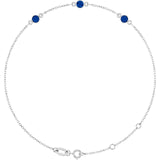 3-Stone Natural Blue Sapphire & Round Bezel-Set Link Bracelet In Set