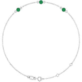 3-Stone Lab-Grown Emerald & Round Bezel-Set Link Bracelet In Set
