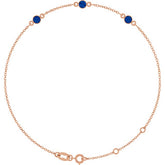 3-Stone Lab-Grown Blue Sapphire & Round Bezel-Set Link Bracelet In Set