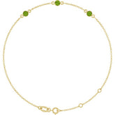 3-Stone Natural Peridot & Round Bezel-Set Link Bracelet In Set