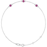 3-Stone Natural Pink Tourmaline & Round Bezel-Set Link Bracelet In Set