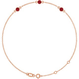 3-Stone Lab-Grown Ruby & Round Bezel-Set Link Bracelet In Set