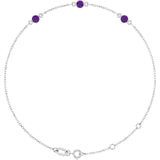3-Stone Natural Amethyst & Round Bezel-Set Link Bracelet In Set