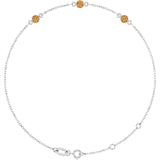 3-Stone Natural Citrine & Round Bezel-Set Link Bracelet In Set