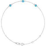 3-Stone Natural Aquamarine & Round Bezel-Set Link Bracelet In Set
