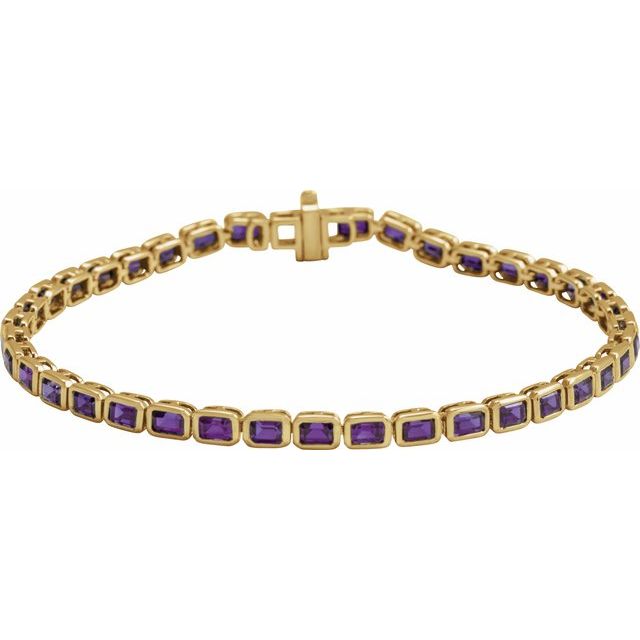 Emerald Natural Amethyst Bezel-Set Line Bracelet In Gold & Platinum