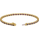 Emerald Natural Amethyst Bezel-Set Line Bracelet In Gold & Platinum