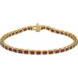 Emerald Natural Mozambique Garnet Bezel-Set Line Bracelet In Gold & Platinum