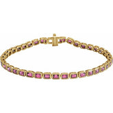 Emerald Natural Pink Tourmaline Bezel-Set Line Bracelet In Gold & Platinum