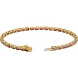 Emerald Natural Pink Tourmaline Bezel-Set Line Bracelet In Gold & Platinum