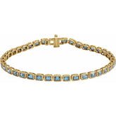 Emerald Natural Sky Blue Topaz Bezel-Set Line Bracelet In Gold & Platinum