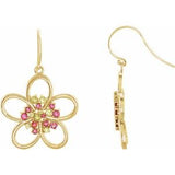 Peridot Round Floral Stud Earrings in Gold and Platinum