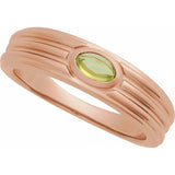Oval Peridot Cabochon Ring in Gold and Platinum