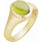 Oval Peridot Cabochon Ring in Gold