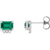 Emerald & Diamond Stud Earrings in Gold and Platinum