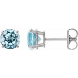 Sky Blue Topaz Round Stud Earrings in Gold and Platinum