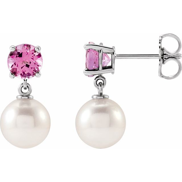 Pearl Stud Earrings in Gold and Platinum