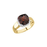 Cushion Mozambique Garnet & Diamond Ring in Yellow/White Gold