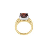 Cushion Mozambique Garnet & Diamond Ring in Yellow/White Gold