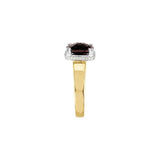 Cushion Mozambique Garnet & Diamond Ring in Yellow/White Gold
