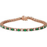 Round Lab-Grown Emerald & Lab-Grown Diamond Line Bracelet In Gold & Platinum