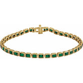 Emerald Natural Tsavorite Garnet Bezel-Set Line Bracelet In Gold & Platinum