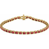 Emerald Lab-Grown Ruby Bezel-Set Line Bracelet In Gold & Platinum