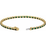 Emerald Natural Tsavorite Garnet Bezel-Set Line Bracelet In Gold & Platinum