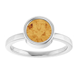 Round Citrine Solitaire Ring in Gold and Platinum