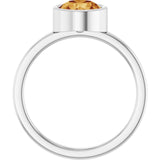 Round Citrine Solitaire Ring in Gold and Platinum
