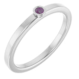 Round Alexandrite Solitaire Ring in White Gold
