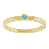 Round Blue Zircon Solitaire Ring in Gold