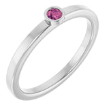Round Pink Tourmaline Solitaire Ring in Platinum