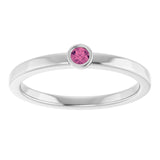 Round Pink Tourmaline Solitaire Ring in Platinum