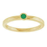 Round Emerald Solitaire Ring in Gold