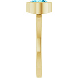 Round Aquamarine Solitaire Ring in Gold