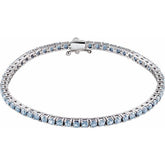 Round Natural Aquamarine Line Bracelet In Gold & Platinum