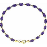 Oval Natural Amethyst Line Bracelet In Gold & Platinum