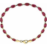 Oval Lab-Grown Ruby Line Bracelet In Gold & Platinum