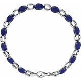 Oval Lab-Grown Blue Sapphire Line Bracelet In Gold & Platinum