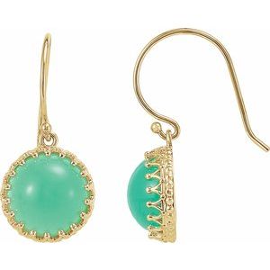 Green Chrysoprase Round Crown Stud Earrings in Gold and Platinum
